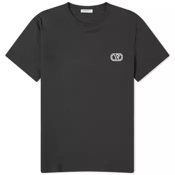 Футболка Valentino Embroidered V Logo Tee, черный