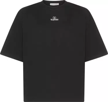 Футболка Valentino Logo Printed Crewneck T-Shirt 'Black', черный
