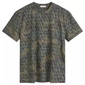 Футболка Valentino V Logo Camo T Shirt, цвет Army