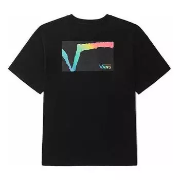 Футболка Vans Rainbow Funny Logo Loose Round Neck Short Sleeve Couple Style Black VN0A5H84BLK, черный