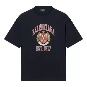 Футболка varsity logo t-shirt medium fit 'black' Balenciaga, черный