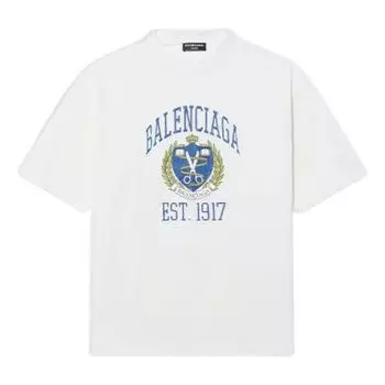 Футболка varsity logo t-shirt medium fit 'white' Balenciaga, белый