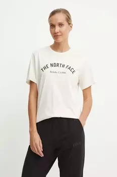 Футболка Varsity с рисунком из хлопка The North Face, бежевый