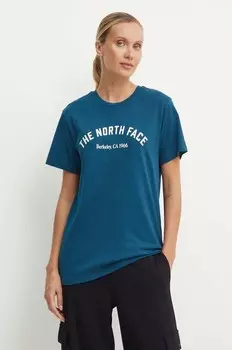 Футболка Varsity с рисунком из хлопка The North Face, бирюзовый