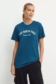 Футболка Varsity с рисунком из хлопка The North Face, бирюзовый