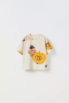 Футболка veggie day Zara, экрю