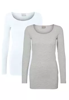 Футболка Vero Moda Dnnes Langarm 2 er Stck Set VMMAXI, белый