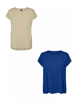 Футболка Vero Moda Einfarbiges Stretch Oberteil, цвет navy-braun