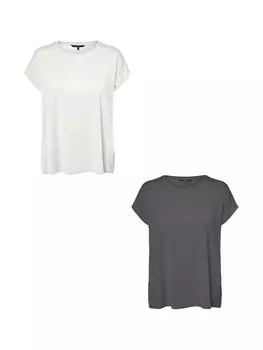 Футболка Vero Moda Einfarbiges Stretch Oberteil, цвет grau-wei