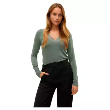 Футболка Vero Moda Rosa Long Sleeve V Neck, зеленый