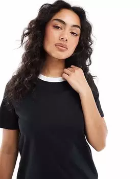Футболка Vero Moda с контрастным вырезом черного цвета