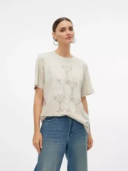 Футболка Vero Moda Shirt Ezra, бежевый
