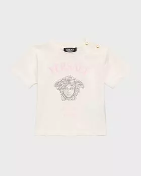 Футболка Versace Classic с логотипом Medusa, размер 3–18 м, цвет White/Pink