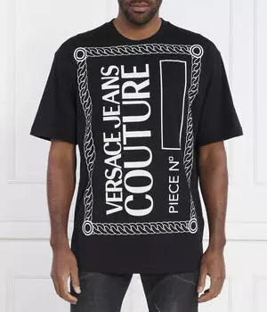 Футболка Versace Jeans Couture с объемным принтом, черный / белый