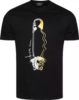 Футболка Versace Safety Pin Graphic T-Shirt 'Black', черный