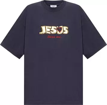Футболка Vetements Jesus Loves You T-Shirt 'Faded Navy', синий