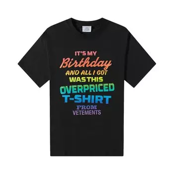 Футболка Vetements на день рождения по завышенной цене, цвет Черный/Радуга