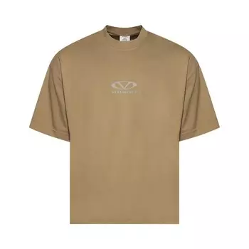 Футболка Vetements Oval Logo Cropped Boxy T-Shirt Taupe, желто-коричневый