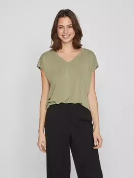 Футболка Vila Basic V Neck Oberteil VIMODALA, зеленый