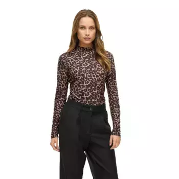 Футболка Vila Leoa long sleeve high neck, коричневый