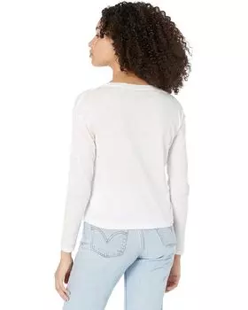 Футболка Vince Boxy Long Sleeve 100% Cotton Crew Neck Tee, цвет Optic White