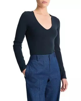 Футболка Vince Cozy Long Sleeve V-Neck, цвет Heather Deep Ocean