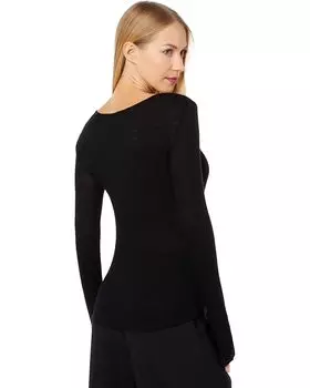 Футболка Vince Long Sleeve Henley Tee, черный