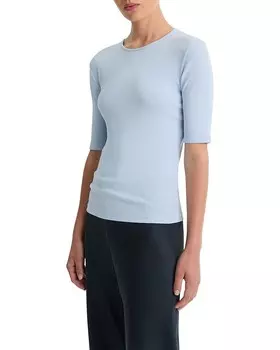 Футболка Vince Ribbed Elbow Sleeve Crew Tee, цвет Porcelain Blue