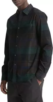 Футболка Vince Sierra Corduroy Plaid Long Sleeve, цвет Surplus Olive/Ivy Sky