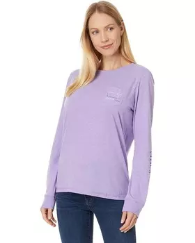 Футболка Vineyard Vines Burgee Whale Long Sleeve Dunes Tee, цвет Aster Heather