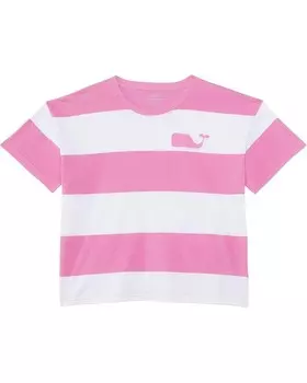 Футболка Vineyard Vines Kids Boxy Whale Patch Tee, цвет White Cap/Tea Rose