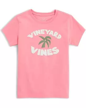 Футболка Vineyard Vines Kids Girls Vv Palm Tree Short Sleeves Tee, цвет Cayman