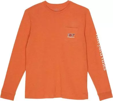 Футболка Vineyard Vines Long Sleeve Football Pocket T-Shirt, цвет Terra Cotta Heather