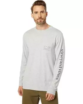Футболка Vineyard Vines Long Sleeve Vintage Whale Pocket T-Shirt, цвет Grey Heather