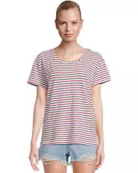 Футболка Vineyard Vines Slub Jersey Relaxed Tee, цвет Marta Stripe/White/Lighthouse Red/Moonshine