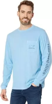 Футболка Vineyard Vines Vintage Whale LS GD Pocket Tee, цвет Jake Blue