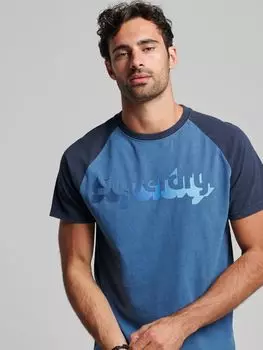 Футболка Vintage Shadow реглан Superdry, синий/затмение темно-синий