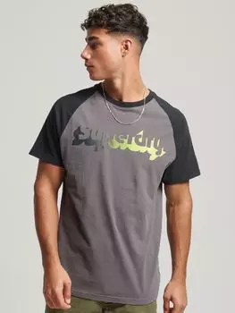 Футболка Vintage Shadow реглан Superdry, угольно-серый/черный