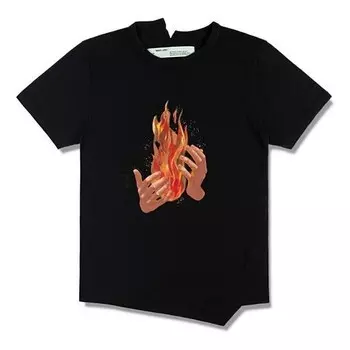 Футболка virgil abloh black diag fire short sleeve Off-White, черный