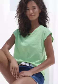 Футболка Vivance, рубашка из структурированного хлопка, зеленый