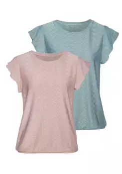 Футболка Vivance, рубашка с модной вышивкой-люверсами, мятный