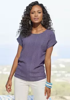 Футболка Vivance, рубашка с модным жаккардовым узором, цвет морской волны