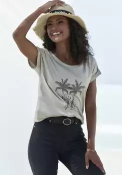 Футболка Vivance с модной расцветкой, бежевый