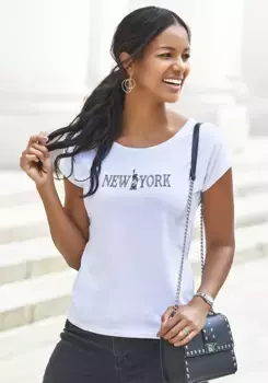Футболка Vivance с модным принтом спереди, белый