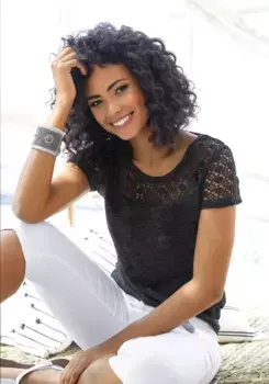 Футболка Vivance с мягким кружевом, связанным крючком, антрацит