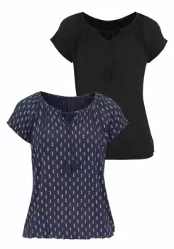 Футболка Vivance со слегка присборенным вырезом, синий