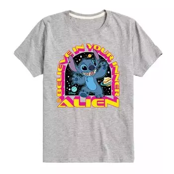 Футболка «Внутренний инопланетянин» Disney's Lilo & Stitch для мальчиков 8–20 лет Disney, серый