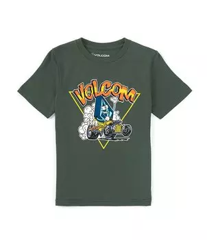 Футболка Volcom Little Boys 2T-7 с короткими рукавами Hot Rodder, зеленый