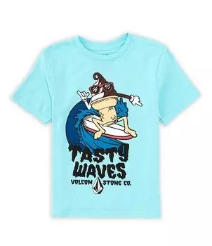 Футболка Volcom Little Boys 2T-7 с короткими рукавами и каменным конусом, синий