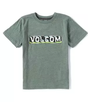 Футболка Volcom Little Boys 2T-7 с короткими рукавами Grass Pass, зеленый